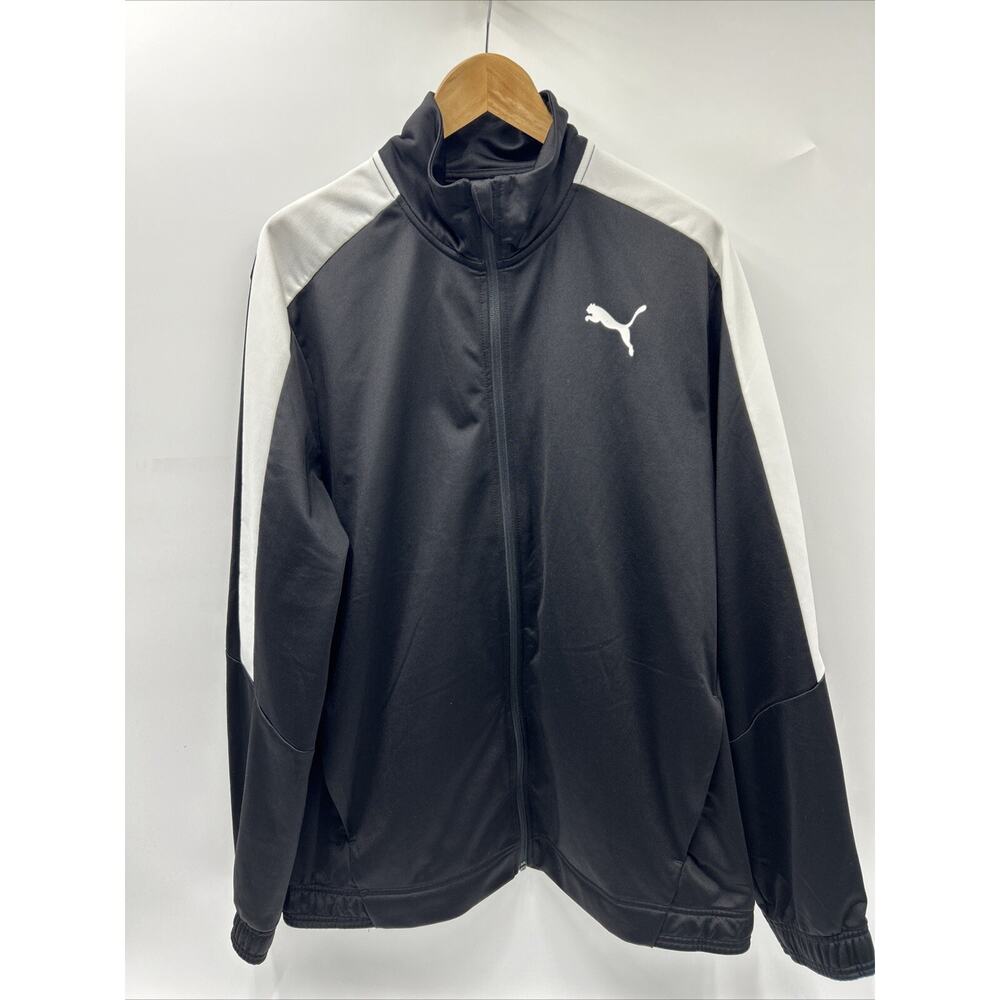 Puma Jacket Mens XXL 2XL Black White Sport Track Athletic Warm-Up Full Zip